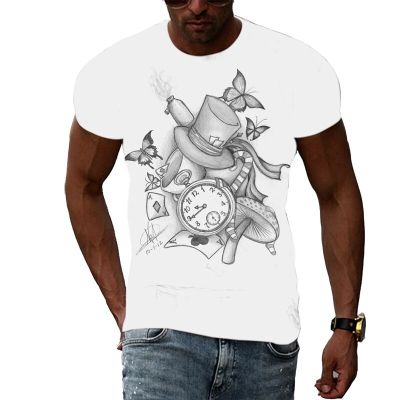 Summer New Cool Style Compass Tee shirt men Fashion Casual 3D Print Trend short sleeve t-shirts Personality White T-shirt Tops