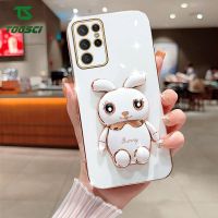 สเตอริโอ3D หรูหราผู้ถือกระต่ายน่ารักชุบเคสโทรศัพท์ HP ปกหลังเคส TPU นุ่มสำหรับ Samsung Galaxy S10 Plus S20 FE S20บวก S20อัลตร้า S21 FE S21บวก S30บวก S21 S22เป็นพิเศษบวก S22อัลตร้า S23บวก s23พิเศษ