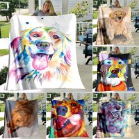 New Style Golden Retriever cute dog Art pattern flannel throw Blanket super soft lightweight for bed sofa couch blanket king queen size