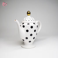 Philos(ฟิโลส)Miss etoile Tea/Coffee Pot Big Black Dots  : TP039| กาน้ำชาเซรามิคสำหรับชงน้ำชา ตกแต่งลายน่ารักๆ