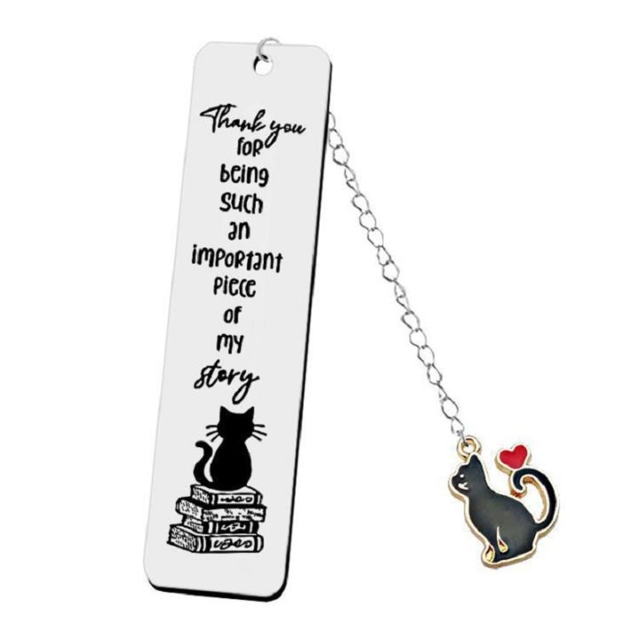 text-bookmark-pendant-bookmark-cat-lover-gift-gift-for-family-stainless-steel-bookmark-cute-cat-bookmark