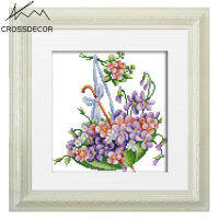 Crossdecorพิมพ์Aidaผ้าCROSS Stitchชุดดอกไม้และร่มรูปแบบแสตมป์แคนวาสHandmade DMC 11CT 14CTขนาดเล็กเย็บปักถักร้อยDIYเย็บปักถักร้อยด้ายฝ้ายโรงงานOutlet Room Home Decorหัตถกรรมตัดเย็บชุดขาย