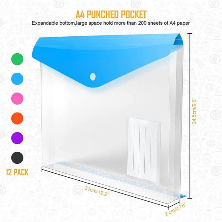 12pack-a4-plastic-file-folder-expandable-a4-expandable-punched-pockets-for-a4-folders-with-snap-closure-and-label-pocket