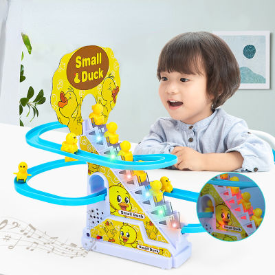 【จัดส่งในกรุงเทพฯ】ของเล่นเด็ก เป็ดไฟฟ้า Track สไลด์ของเล่น ปีนบันได ของเล่นไฟฟ้า ไฟ LED เพลงสำหรับเด็ก สไลด์ Toys