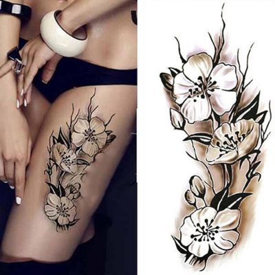 【YF】 Body Art Tattoo Waterproof Unisex Plum Blossom Flower Arm Leg Sticker Temporary Tattoos