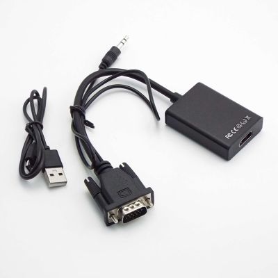 ◄♣ 1080P Full HD VGA to HDMI-compatible Converter Cable Audio Output VGA Adapter for PC laptop to HDTV Projector C4