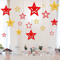 7pcs/lot Twinkle Star Paper Pendant Garland Ornaments Christmas Decorations Star Pendant