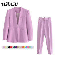 Elegant Stylish Set Woman 2 Pieces Blazer with Pant Suits Office Ladies Chic Formal Outfits Za Business Kit Spring  Overalls