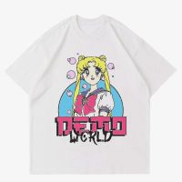 【New】เสื้อยืดคอกลมเสื้อยืด ลายการ์ตูนอนิเมะ VINTAGE SAILORMOON | เสื้อยืด พิมพ์ลายการ์ตูนอนิเมะ สีขาว | เสื้อผ้า สีขาว ขนาดให