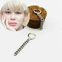 [Bayar Di Tempat]Korean Fashion Kpop BTS JIMIN Silver Disepuh Tassel Dangle Earrings 1 Pair