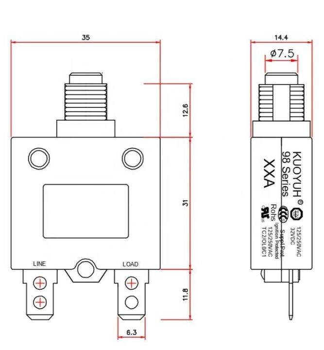 kuoyuh-98-series-3a-5a-8a-10a-12a-15a-16a-18a-20a-push-button-reset-overload-protector-automatic-reset-circuit-breaker-switch-replacement-parts