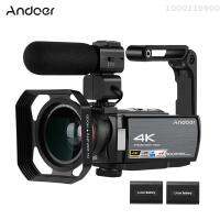 Andoer HDR-AE8เครื่องบันทึกวิดีโอกล้องวีดีโอดิจิตอล Wi-Fi 4K,30MP 16X ดิจิตอลซูมดิจิตอลการมองเห็นได้ในเวลากลางคืนหน้าจอสัมผัส LCD ขนาด3นิ้วพร้อมแบตเตอรี่ชาร์จได้2ชิ้น + เลนส์มุมกว้าง0.39X พิเศษ + ไมโครโฟนภายนอก + เลนส์ฮูด + ตัวยึดกล้อง