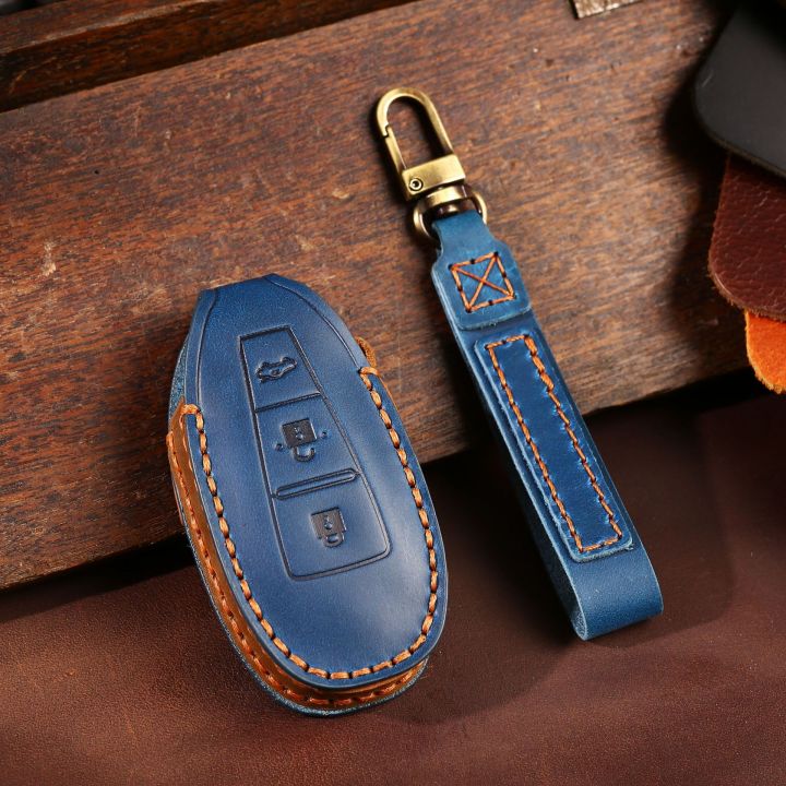 leather-car-key-case-cover-3-button-fob-holder-for-suzuki-vitara-swift-ignis-kizashi-sx4-baleno-ertiga-2019-shell-protection