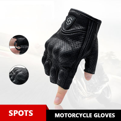 ถุงมือหนังครึ่งนิ้วถุงมือดูดซับแรงกระแทกเจลถุงมือรถจักรยานยนต์ระบายอากาศกันลื่น MTB ถุงมืออุปกรณ์ขี่จักรยาน