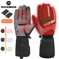 ROCKBROS ถุงมือรถจักรยานยนต์กันน้ำอุ่น Guantes ถุงมืออุ่นความร้อนหน้าจอสัมผัสแบตเตอรี่ขับเคลื่อนขี่จักรยานถุงมือเล่นสกี