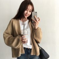 Zuoan Korea Loose Knitted Cardigan Long Sleeve Womens Outerwear