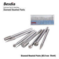 ไต้หวัน Besdia 30ชิ้นเซ็ตโลหะผสม Electroplated เพชรติดตั้งจุด3.0มิลลิเมตรก้านหัวบดชุดสำหรับ D Remel เครื่องมือโรตารี่