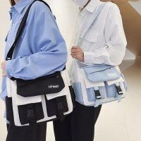 ☸  Korean Fashion Print Multipockets Shoulder Men Crossbody School Messenger Book