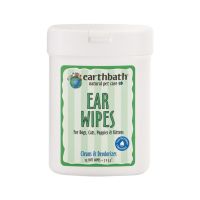 Earthbath Ear Wipes เอิร์ธบาธ แผ่นเช็ดหู ไร้น้ำหอม 25 แผ่น ใช้ได้ทั้งสุนัขโต , ลูกสุนัข , แมวและลูกแมว สัตว์ทุกชนิด