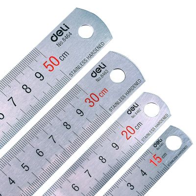 DELI Stainless Hardened Steel Straight Ruler 15/20/30/50CM Student Rulers Measure Office School Stationery