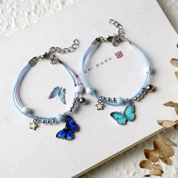 2pcs/set Couple Butterfly & Slogan Detail Bracelet