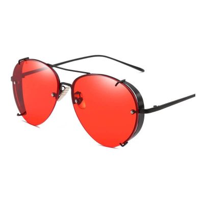 2019 Newest Red Lenses Rivet Steampunk Sunglasses Man Women Punk Lunette De Soleil Femme Retro Ladies Person Glasses AAAD02
