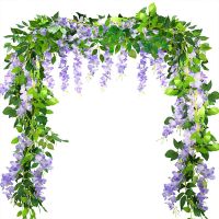 Artificial Wisteria Hanging Flowers Garland Indoor Outdoor Garden Decoration Wedding Arch Fake Silk Vine