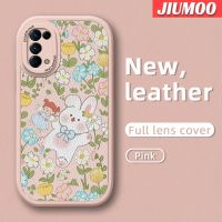 เคส JIUMOO สำหรับ OPPO Reno 5 Pro 5G Reno 4 Reno 2 Reno 2F Reno 2Z การ์ตูนน่ารักดอกไม้กระต่ายดีไซน์ใหม่บางนุ่มหนังฝาปิดเลนส์เต็มเคสป้องกันกล้องเคสกันกระแทก