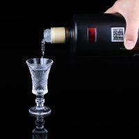 (100 Origina)6ชิ้นเซ็ต34Ml แกะสลัก Shot Glass Mini Crystal Goblet แก้วไวน์ Liqueur Tequila Spirits Cup Home Bar Party Drinkware