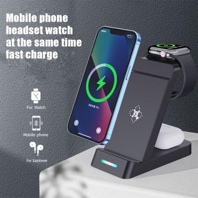 ☈¤﹍ 3 in 1 Wireless Charger Stand 30W Fast Charging Dock Station For iPhone 14 13 12 11 X XR Samsung Apple Watch 8 7 6 Airpods Pro