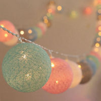 20 LED Cotton Ball Garland String Lights Christmas Decorations for Home 2021 Fairy Light for Outdoor Holiday Wedding Party Decor