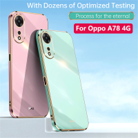 เคสสำหรับ Oppo A78 A98 OppoA78 4G 5G กรอบสี่เหลี่ยมนิ่มเคลือบเงาป้องกันเลนส์กล้องแฟชั่นคู่นุ่มกันกระแทกฝาครอบด้านหลัง