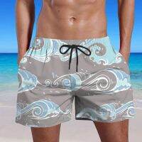 Sea Wave Casual Mens Vacation Beach Shorts Surf Board Shorts Swimwear Shorts Quick Dry Swimwear Swim Top Summer Sports Trunks