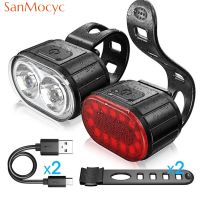 【LZ】✗❖  Ciclismo luz traseira dianteira da bicicleta conjunto de carga usb farol luz mtb lanterna led à prova dwaterproof água acessórios da bicicleta