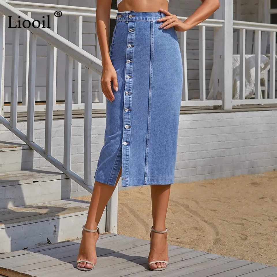 High waisted jean outlet skirt quilt