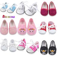 18 Leisure Doll Canvas Shoes For 43 cm Bebe Reborn Doll Toys Accessories White Roundhead Lace-up Canvas Sneakers 1/3 BDJ Hand Tool Parts Accessories