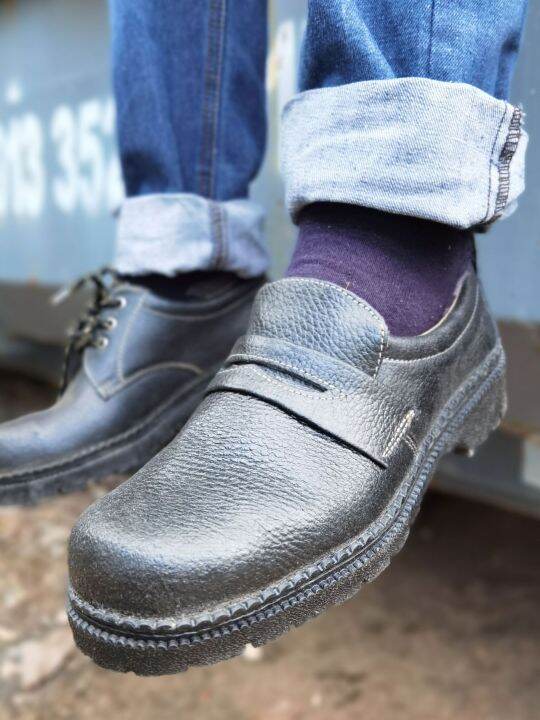 KINGSELY Men's Black Leather SlipOn Safety Shoes Columbus Art 8838