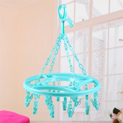 18 Pins Plastic Round Drying Rack Clothes Hanger Tools Hanging Sock Clothes Tie Folding Hanger Underwear Thickening Drying Rack