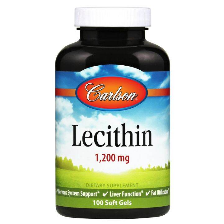 EXPIRY 4/2023 Carlson Lecithin, Non-GMO, 1200 mg 100 Softgels Nervous ...