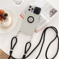 【Enjoy electronic】 Strap Case for Samsung Galaxy A13 A33 A53 A73 M52 A12 A52 A72 A32 S22 Ultra Colorful Ring Holder Clear Crossbody Lanyard Cover