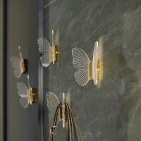 【YF】 Wall mounted acrylic butterfly hook with alloy base hanging clothes hat towel shelf hanger wardrobe shoe cabinet door handle