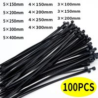 100Pcs/Bag Cable Ties Self-locking Plastic Fixing Straps Nylon Black Wire Cables Organizer Industrial Cable Ties Fastening Ring Cable Management