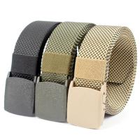 【cw】 HongBiTu Men  39;s Womens Plain Color Nylon canvas outdoor training Belt Plastic Buckle PD008