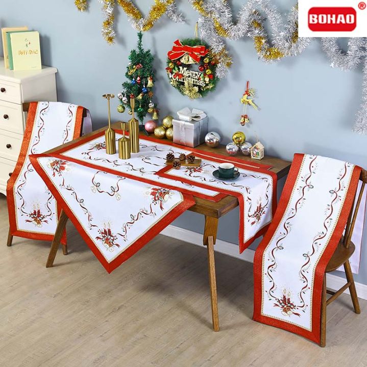 ผ้าปูโต๊ะ-bohao-สำหรับ-sarung-meja-makan-ผ้าปูโต๊ะตกแต่งคริสต์มาสเย็บติดสำหรับเสื่อสี่เหลี่ยมหรูหรา