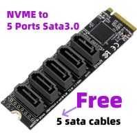 Jmb585 M.2กุญแจสำหรับตัวแปลง Nvme พร้อมสาย Sataiii M.2 Pcie 3.0ถึง5พอร์ตอะแดปเตอร์ Ssd Sata Iii 6G