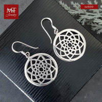 MT ต่างหูเงินแท้ ลาย มันดาลา ทรงกลม แบบตะขอเกี่ยว Solid 925 Sterling Silver Mandala Drop Earrings (se809) MT Jewelry มณีธารา