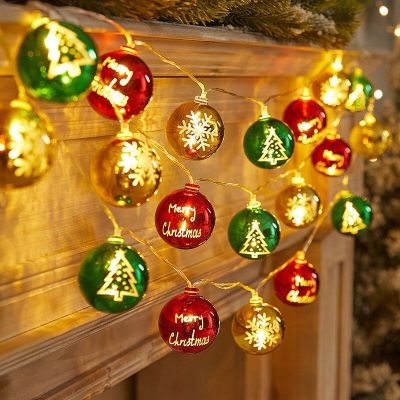 จี้ห้อยของตกแต่งบ้านรูปดาวซานตาคลอส10สาย LED ไฟประดับต้นคริสต์มาสของขวัญคริสต์มาส