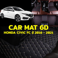 พรมปูพื้นรถยนต์ พรม6D ตรงรุ่นสำหรับ Honda Civic FC ปี 2016-2021 แถมฟรี ที่หุ้มเข็มขัดนิรภัย2ชิ้น มูลค่า 490 บาท