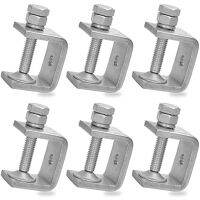 6 Pcs 1 Inch Stainless Steel Small C-Clamp for Woodworking, Heavy Duty Metal U- Mini Desk -Clamp