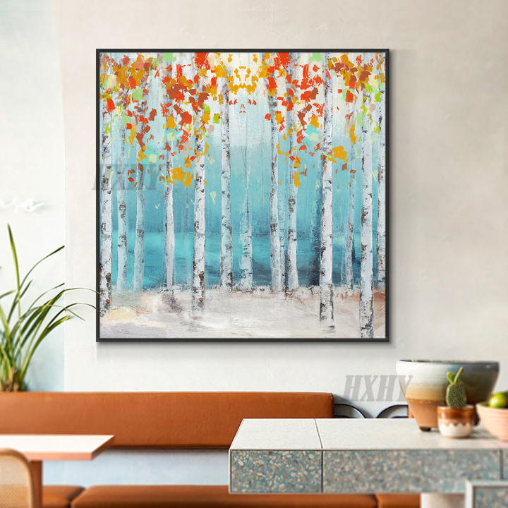บทคัดย่อ-handmade-ต้นไม้ภาพวาดสีน้ำมันบนผ้าใบที่มีสีสันสวยงามภาพวาดต้นไม้-modern-landscape-wall-art-สำหรับตกแต่งบ้าน